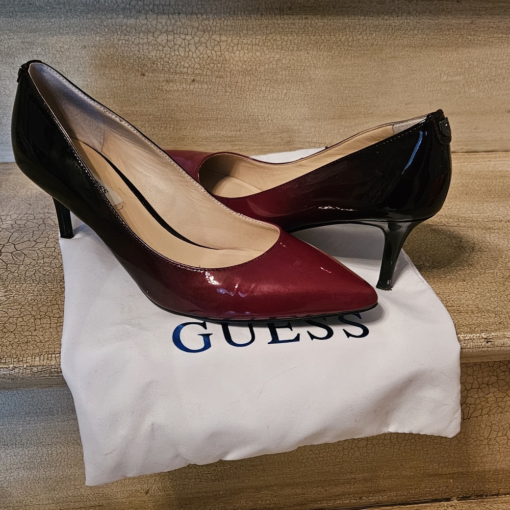 GUESS Women's Ombre Black To Deep Red Heels US 39